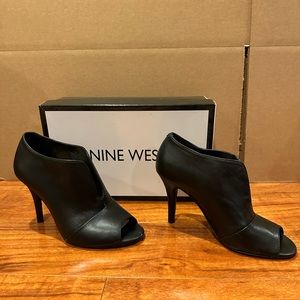 Black Heeled Leather Booties (Size 6)
